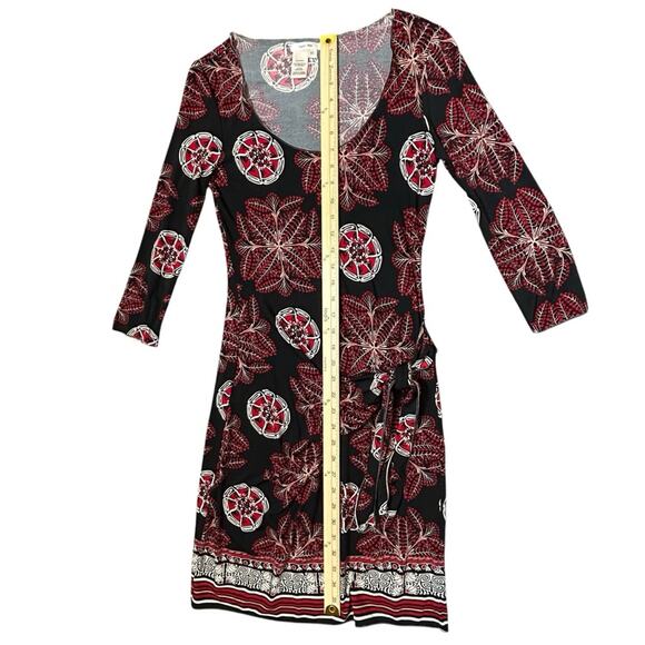 Sophie Max Dress Womens Size XS Black Red Stretch Sheath Wrap Floral Boho Fitted - Picture 7 of 11